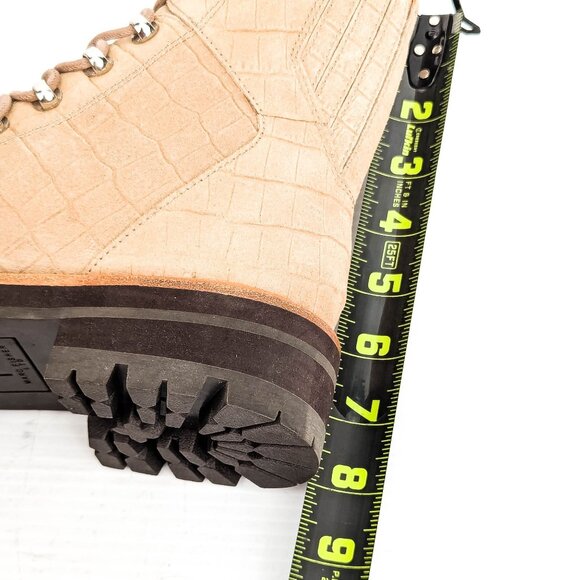 Marc Fisher Women Lizzie 2 Lace-up Platform Croc Beige Suede Combat Boots Sz 8.5 - Picture 6 of 8
